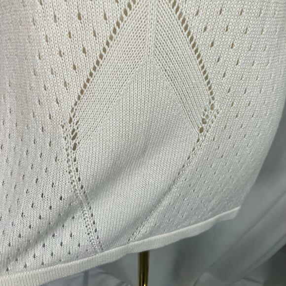 Cabi Ivory Knit Sleeveless Tank Sweater Tunic Open Stitch Cotton Viscose Luxury - Picture 9 of 14